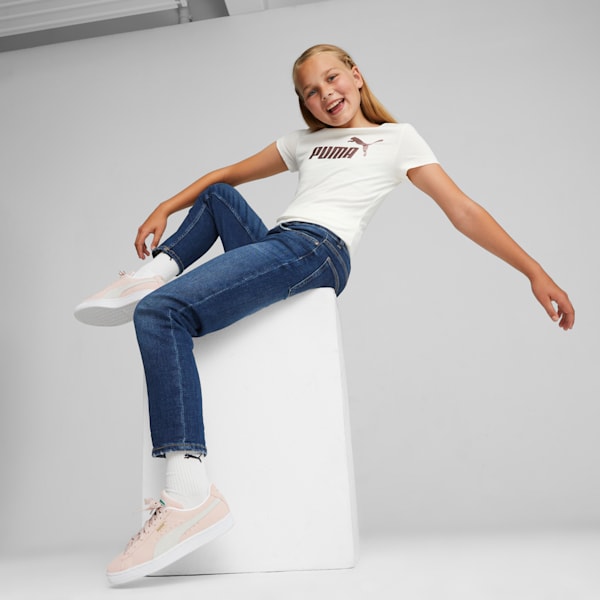 Camiseta Essentials+ con logo para niños grandes, Warm White, extragrande