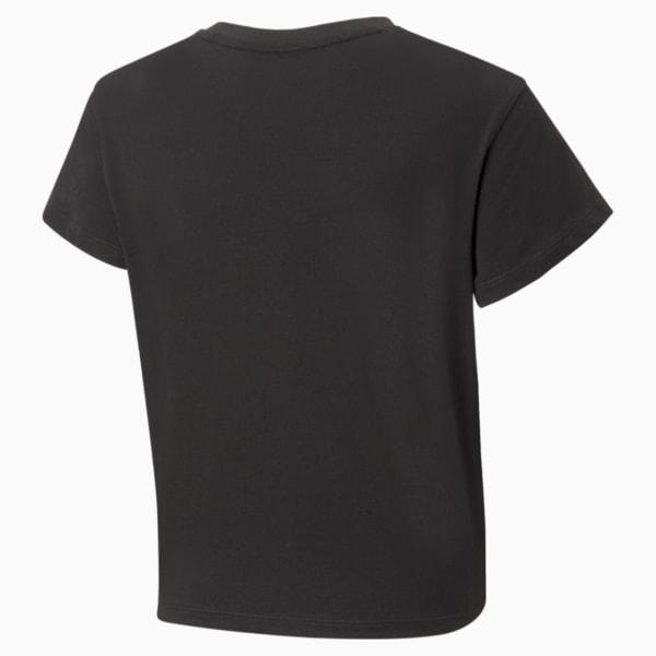Essentials+ Logo Girl's Knotted Relaxed Fit T-Shirt, Puma Black, extralarge-IND