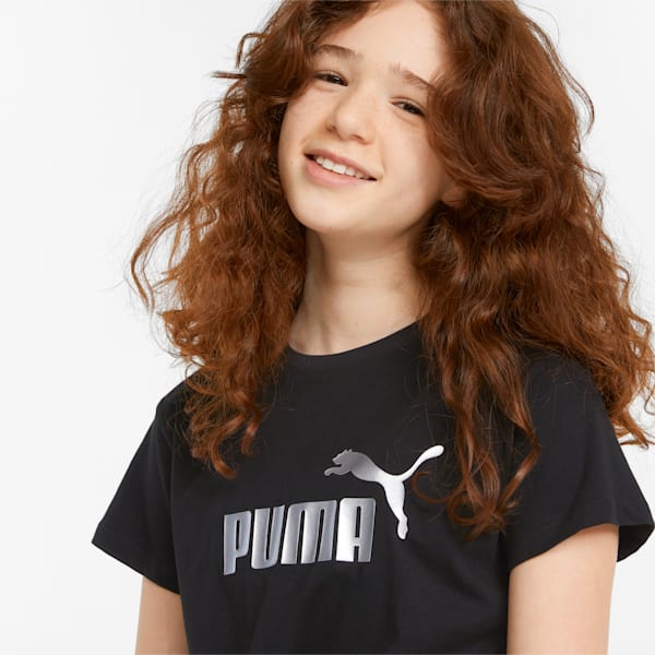 Logo Girl's Knotted Relaxed Fit T-Shirt, Puma Black, extralarge-IND