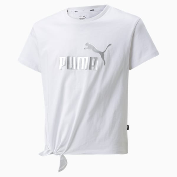 Essentials+ Logo Knotted Tee Big Kids, Puma White, extralarge