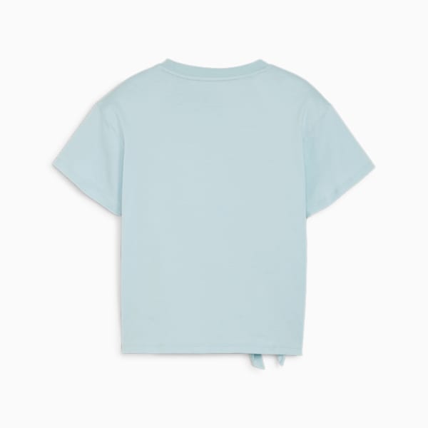 Logo Girl's Knotted Relaxed Fit T-Shirt, Turquoise Surf, extralarge-IND