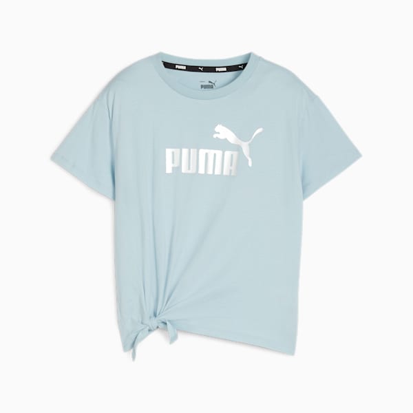 Logo Girl's Knotted Relaxed Fit T-Shirt, Turquoise Surf, extralarge-IND