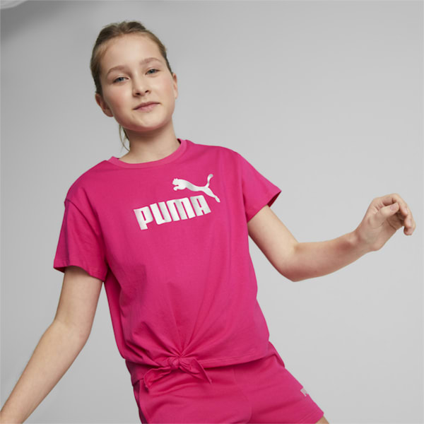 Logo Girl's Knotted Relaxed Fit T-Shirt, Orchid Shadow, extralarge-IND