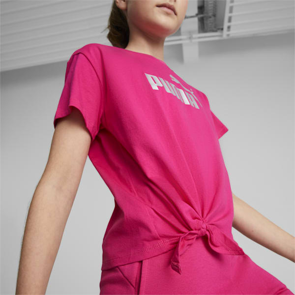 Logo Girl's Knotted Relaxed Fit T-Shirt, Orchid Shadow, extralarge-IND