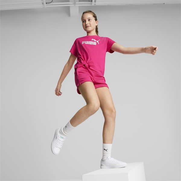 Logo Girl's Knotted Relaxed Fit T-Shirt, Orchid Shadow, extralarge-IND