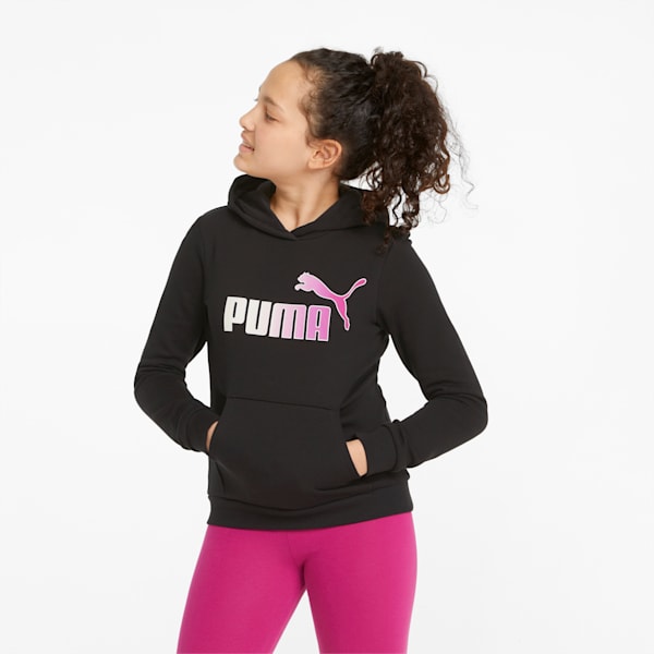 Essentials+ Bleach Logo Hoodie Big Kids, Puma Black, extralarge