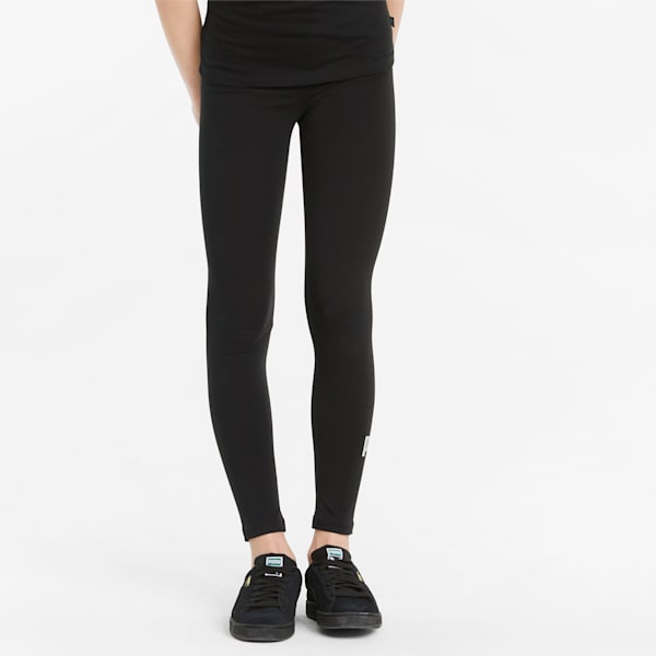Essentials+ Logo Youth Leggings, Puma Black