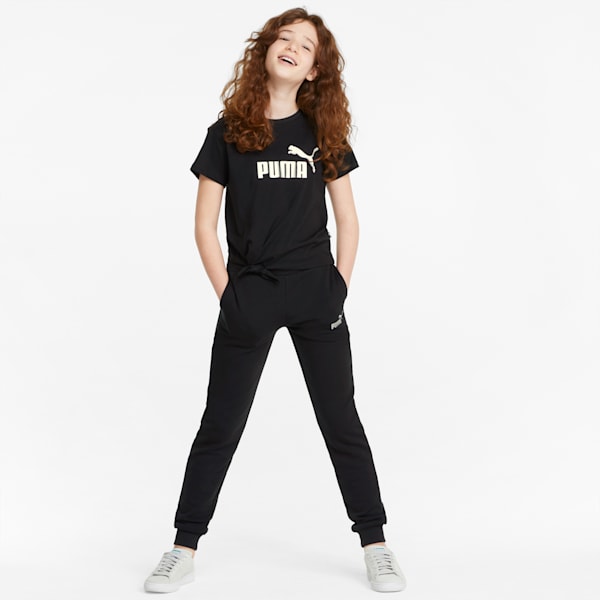 Essentials+ Logo Girls' Sweatpants, Puma Black-Silver
