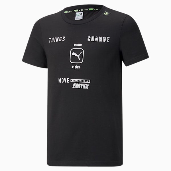 Play UV Youth Regular Fit Graphic T-Shirt, Puma Black, extralarge-IND