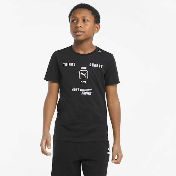 Play UV Youth Regular Fit Graphic T-Shirt, Puma Black, extralarge-AUS