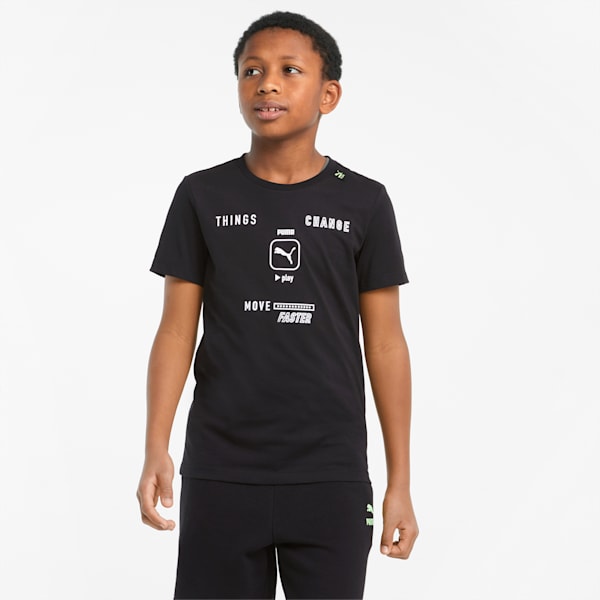 Play UV Youth Regular Fit Graphic T-Shirt, Puma Black, extralarge-IND