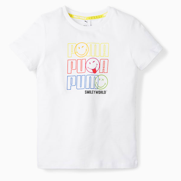 PUMA x SMILEYWORLD Kids' Tee, Puma White, extralarge