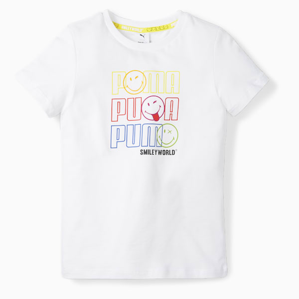 Playera infantil PUMA x SMILEYWORLD, Puma White, extralarge