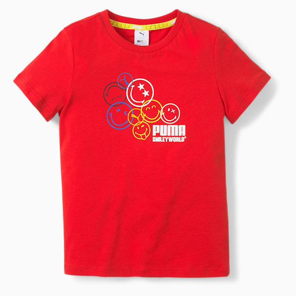 Playera infantil PUMA x SMILEYWORLD, High Risk Red, extralarge