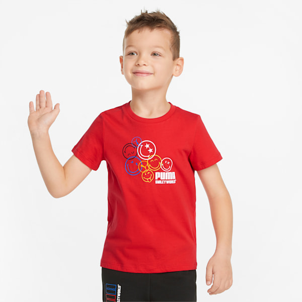 Playera infantil PUMA x SMILEYWORLD, High Risk Red, extralarge