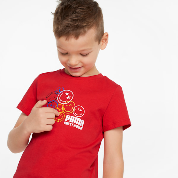 Playera infantil PUMA x SMILEYWORLD, High Risk Red, extralarge