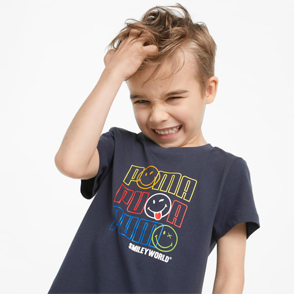 PUMA x SMILEYWORLD Kids' Tee, Parisian Night, extralarge