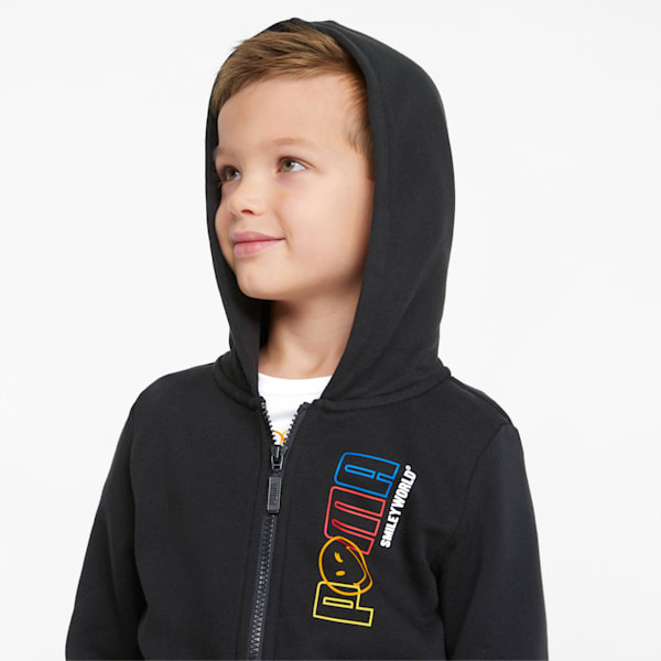 Chaqueta infantil con capucha y cierre completo PUMA x SMILEYWORLD, Puma Black, extralarge