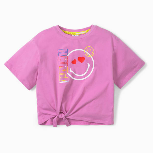 PUMA x SMILEYWORLD Kids' Tee, Opera Mauve, extralarge