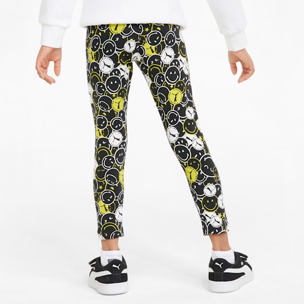 PUMA x SMILEYWORLD Printed Kids' Leggings, Puma Black, extralarge