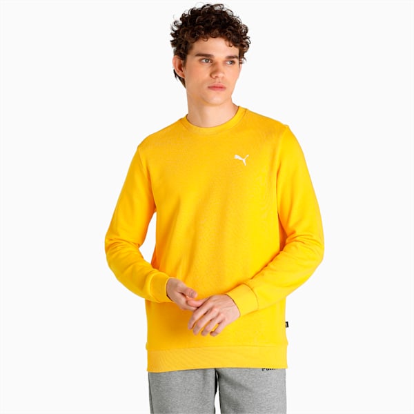 PUMA Crew Men's Regular Fit Sweatshirt, Sun Ray Yellow, extralarge-IND
