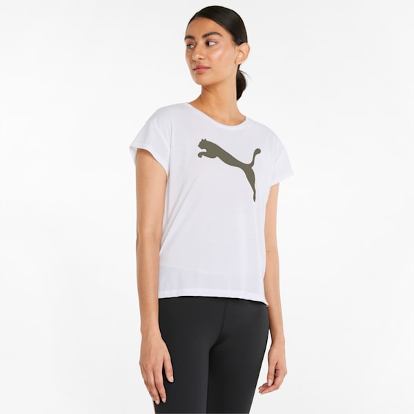 Modern Sports Women's  T-shirt, Puma White-Dark Green Moss, extralarge-IND