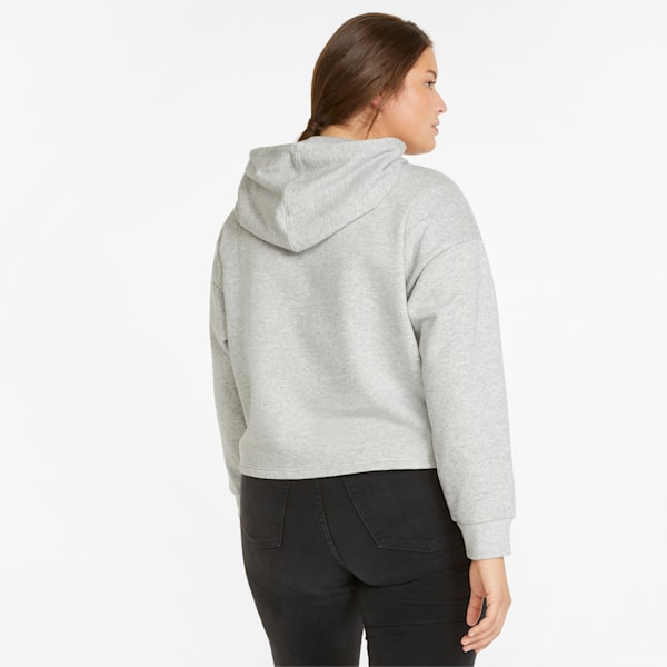 Essentials PLUS Cropped Full-Length Women's Hoodie, Light Gray Heather