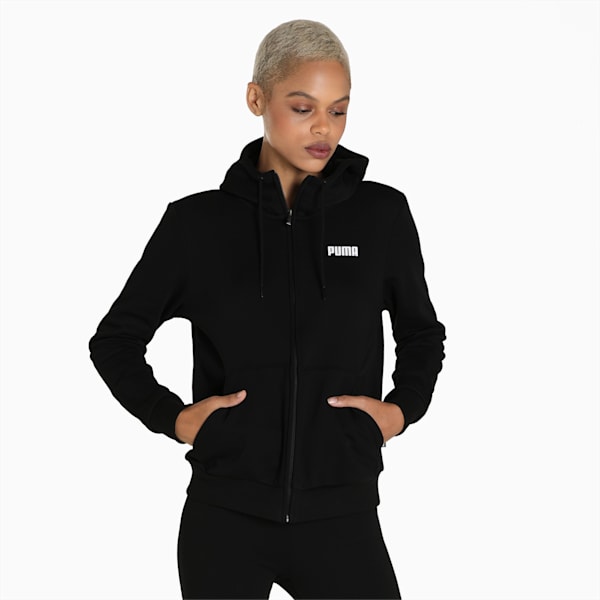 Full-Zip Women's Regular Fit Hoodie, Puma Black, extralarge-IND