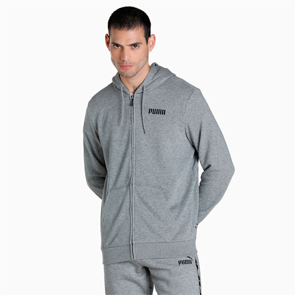 Essential Full-Zip Men's Regular Fit Hoodie, Medium Gray Heather, extralarge-IND