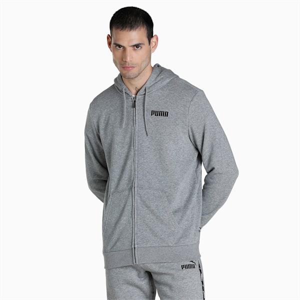 Full-Zip Men's Regular Fit Hoodie, Medium Gray Heather, extralarge-IND