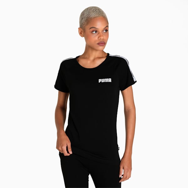PUMA Tape Regular Fit Women's Regular Fit T-Shirt, Puma Black, extralarge-IND