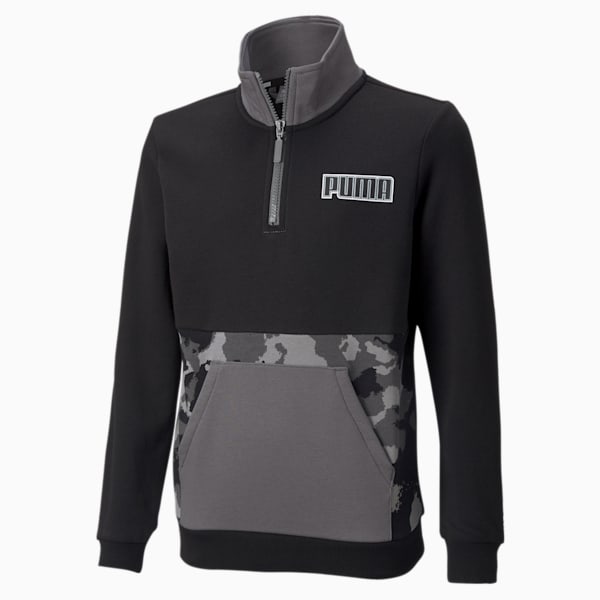 Alpha Quarter-Zip Boys' Sweatshirt, Puma Black