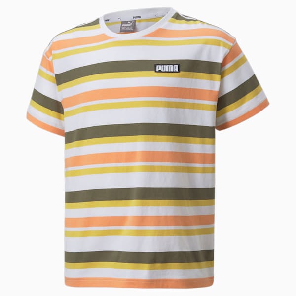 Alpha Striped Big Kids Tee, Puma White, extralarge