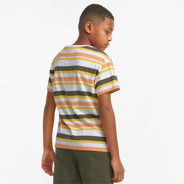 Alpha Striped Big Kids Tee, Puma White, extralarge