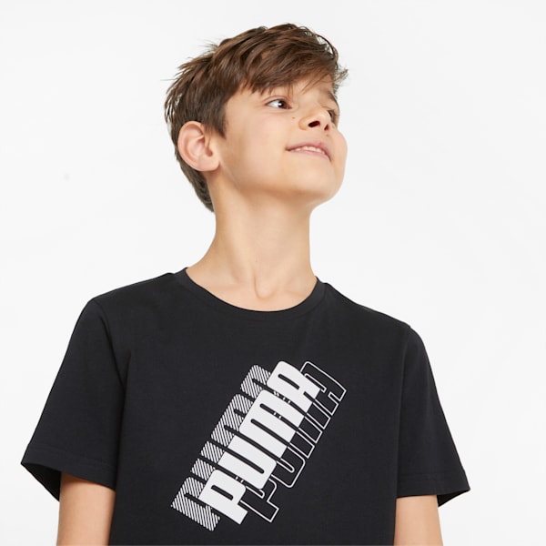 Power Logo Boys' Tee, Puma Black, extralarge