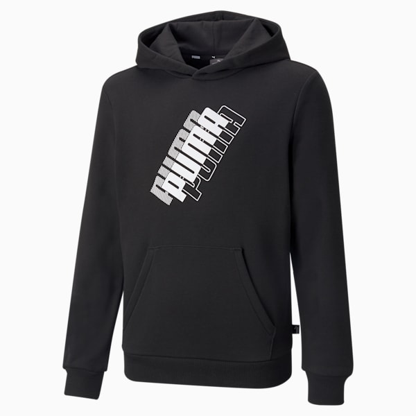 Power Logo Boys' Hoodie, Puma Black, extralarge