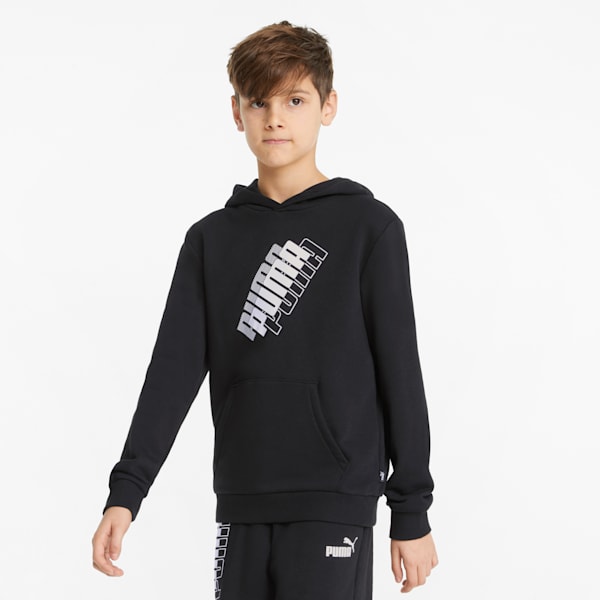 Power Logo Boys' Hoodie, Puma Black, extralarge