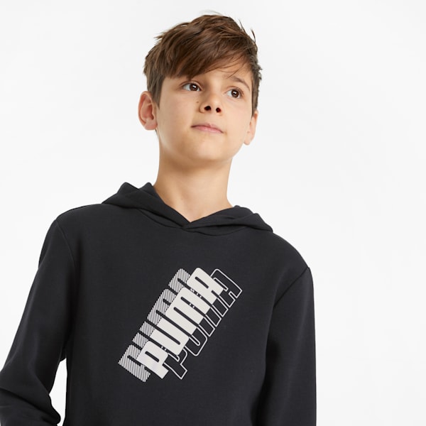 Power Logo Boys' Hoodie, Puma Black, extralarge