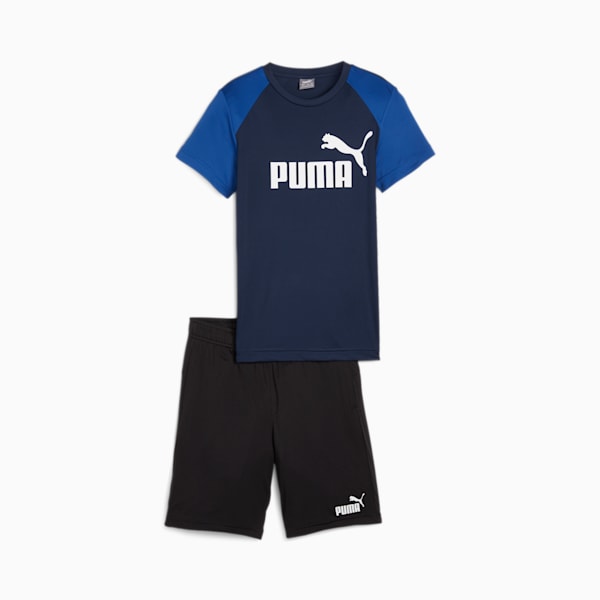 Polyester Youth Regular Fit Shorts &amp; T-shirt Set, Club Navy, extralarge-IND