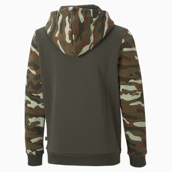 Essentials+ Camo Boys' Hoodie, Forest Night, extralarge