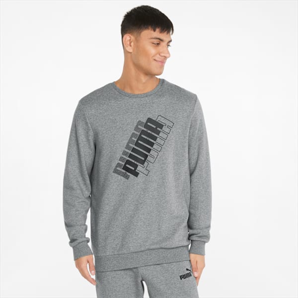 Power Logo Men's Regular Fit Sweatshirt, Medium Gray Heather, extralarge-IND