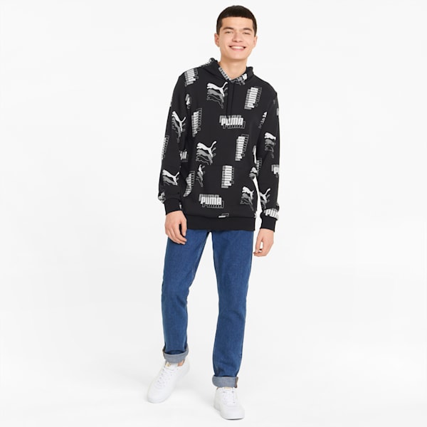 Sudadera con capucha estampada Power para hombre, Puma Black, extralarge