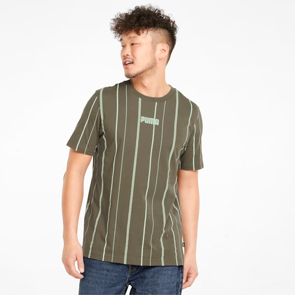 Modern Basics Striped Tee Men, Dark Green Moss, extralarge