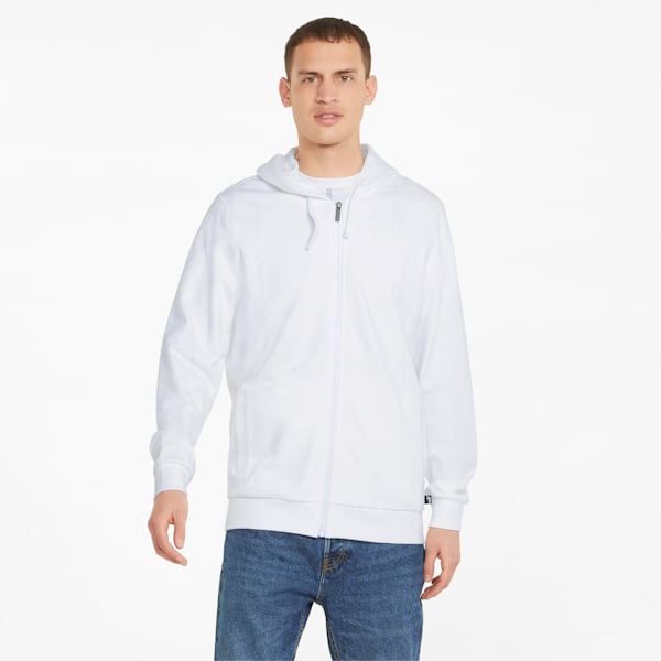 Chandail à capuchon Modern Basics à fermeture éclair entière Homme, Puma White, extralarge