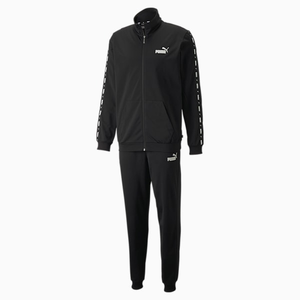 Tape Men's Regular Fit Tracksuit, Puma Black, extralarge-IND