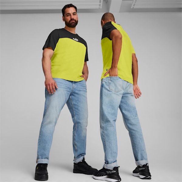 Colorblock Men's T-Shirt, PUMA Black-Lime Sheen, extralarge-IND