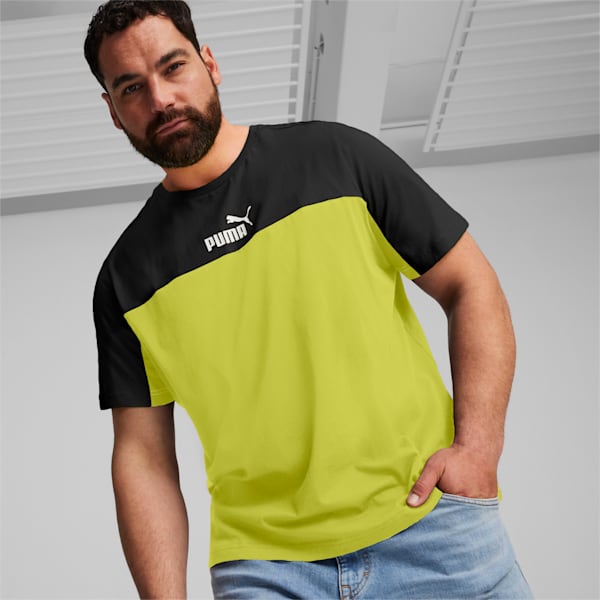 Colorblock Men's T-Shirt, PUMA Black-Lime Sheen, extralarge-IND