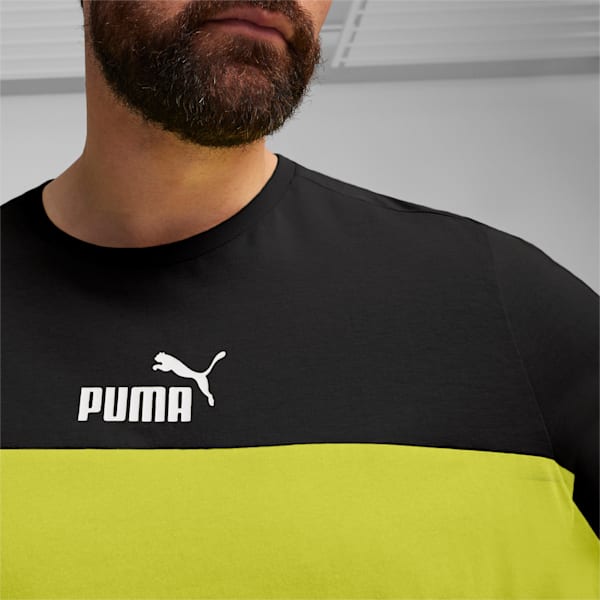 Colorblock Men's T-Shirt, PUMA Black-Lime Sheen, extralarge-IND