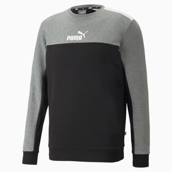Essentials+ Block Crew Neck Men's Sweater, Puma Black