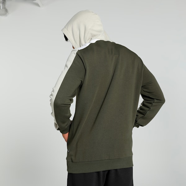 Essential+ Block Men's Regular Fit Hoodie, Dark Olive, extralarge-IND